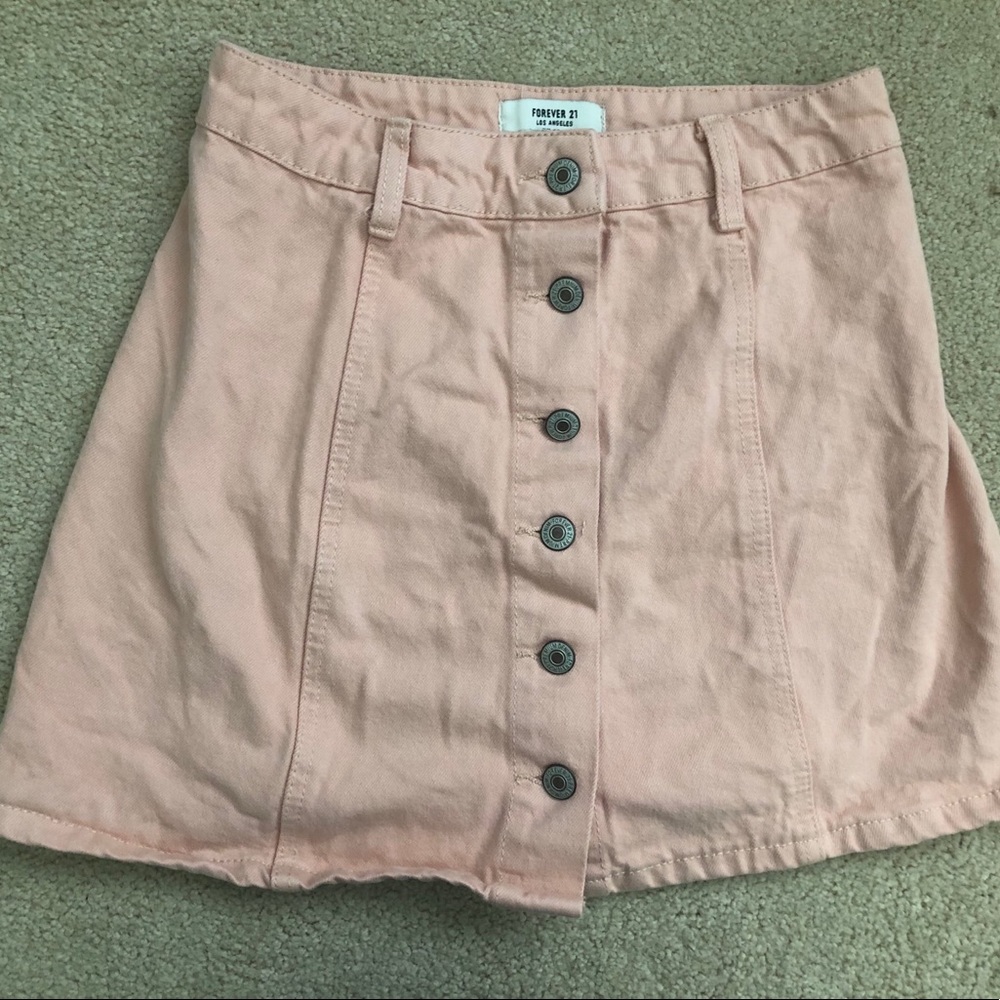 Peach mini denim skirt